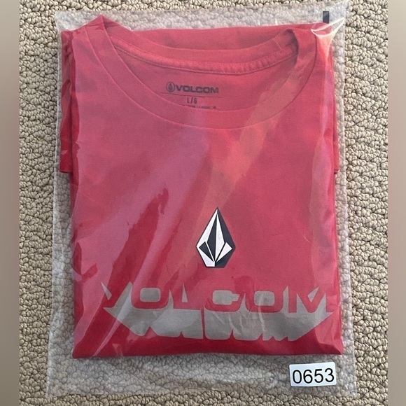 Volcom Stone Logo Red Skate Tee Shirt Men L Large - Picture 5 of 5